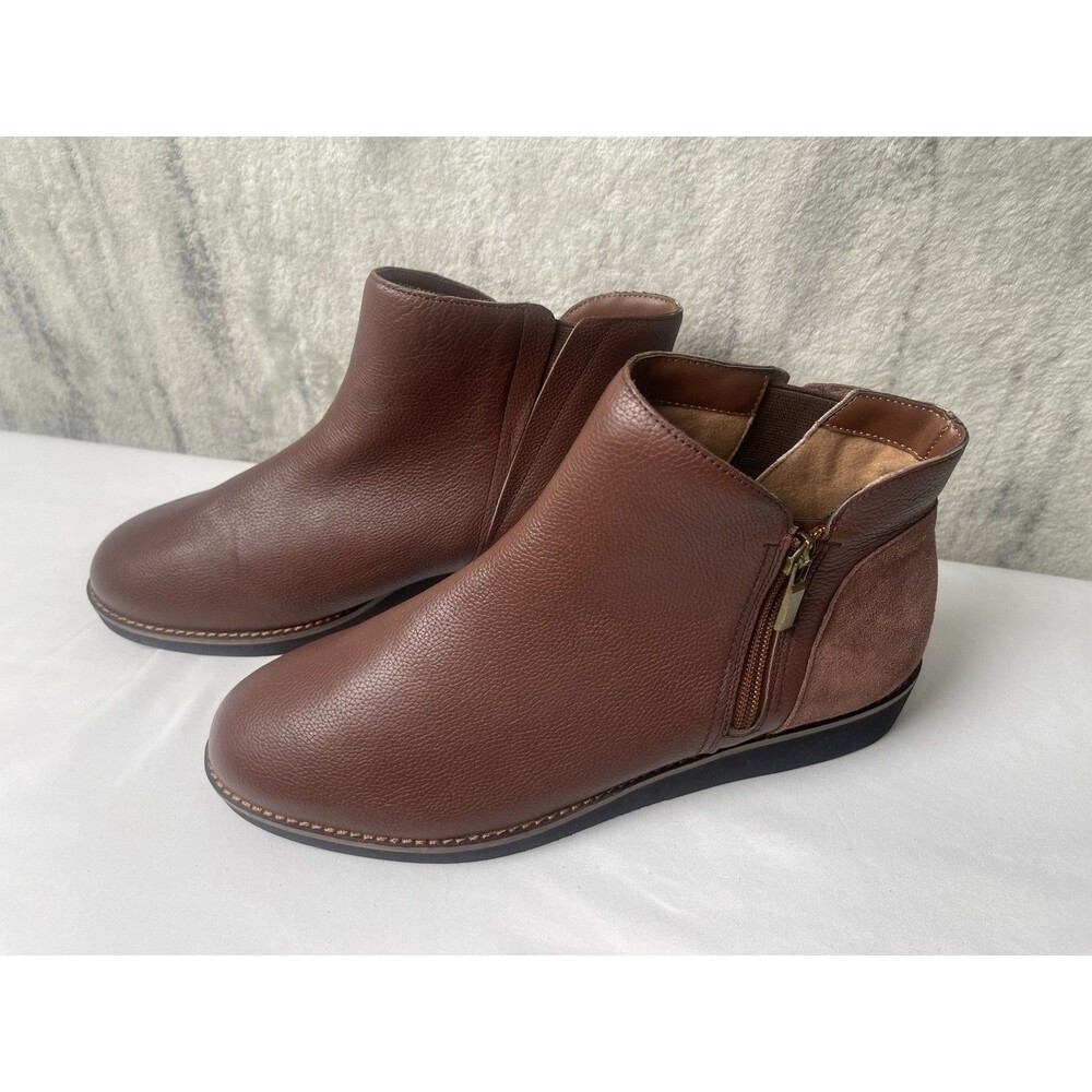 SoftWalk Wesley Ankle Boots Brown Leather, Women's 11W New